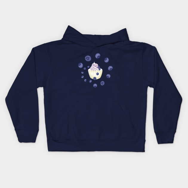 Soft ice cream with blueberries yummy Kids Hoodie by KateQR